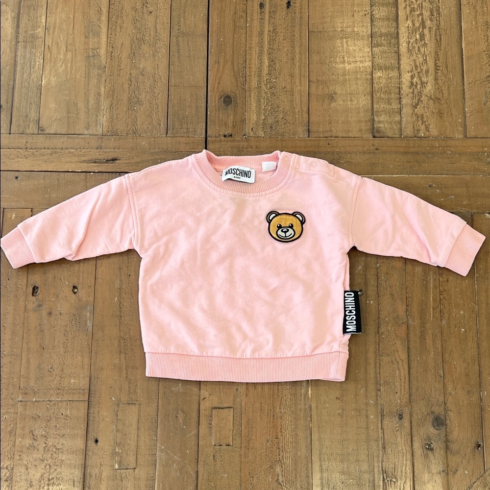 Moschino kids pink teddy bear crewneck sweatshirt 6 months- play condition